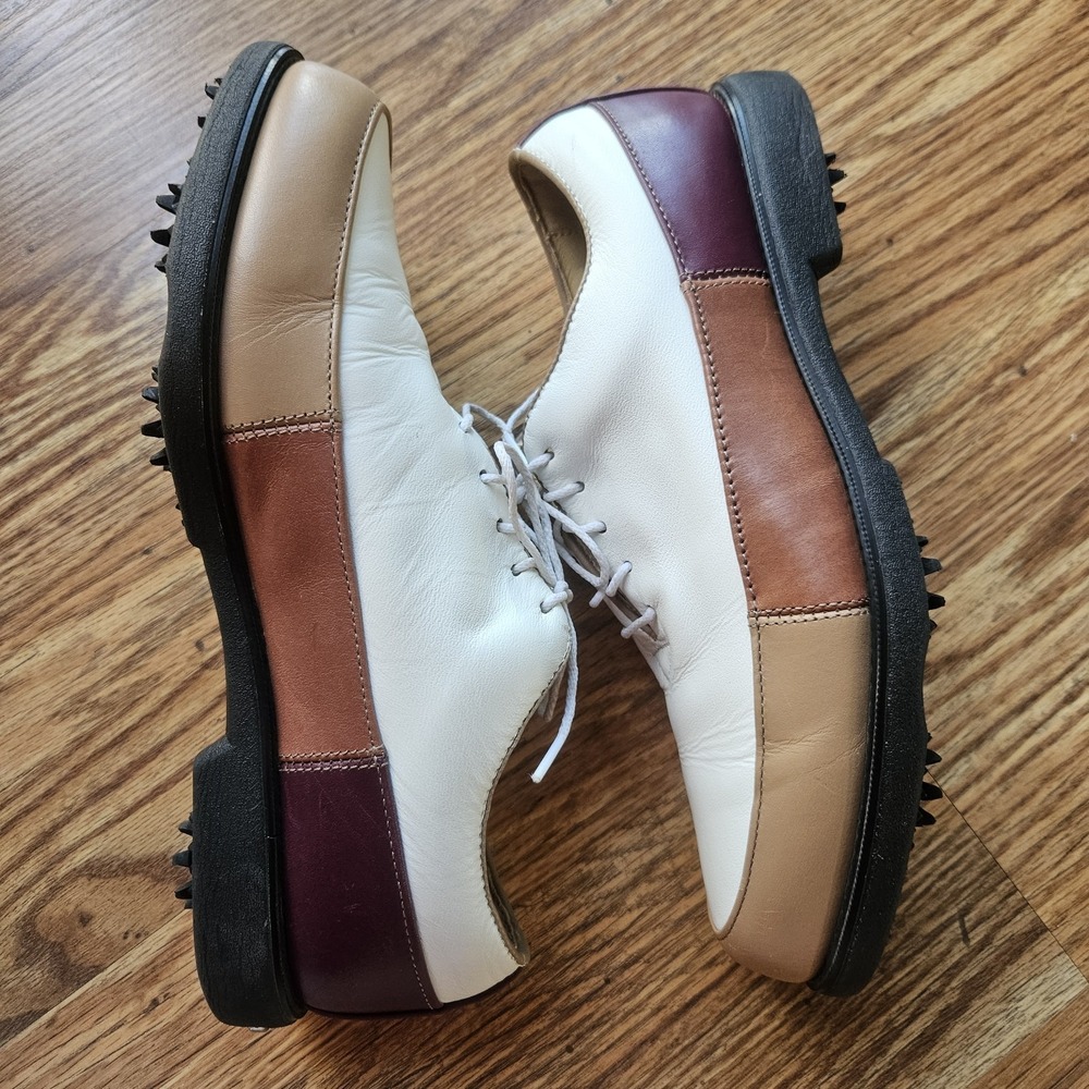 FOOTJOY FJ Europa Collection Women's 7.5 Ivory Brown Four Tone Golf Shoes 99224 - Picture 13 of 13